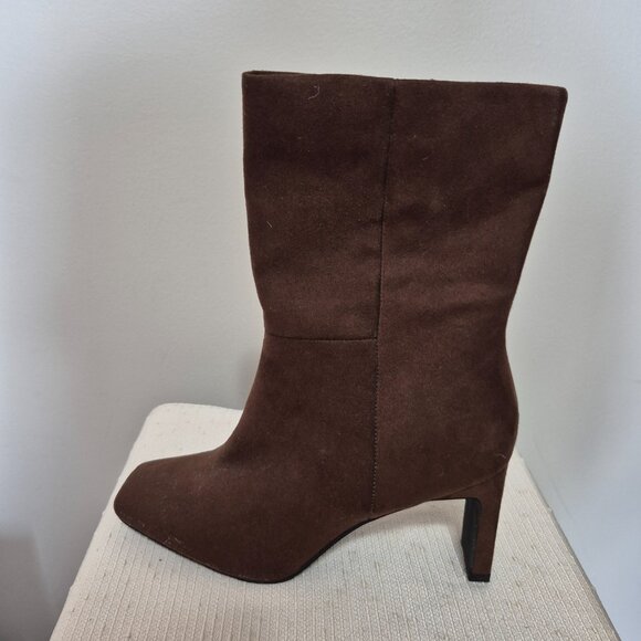 Chocolate Brown Faux Suede Boots - Picture 5 of 14
